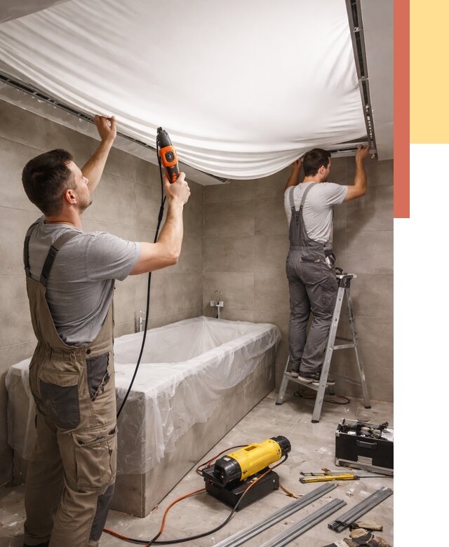 Монтаж натяжного потолка в ванной в Бийске от 1246 руб. под ключ | ОТДЕЛОЧНИК-Бск