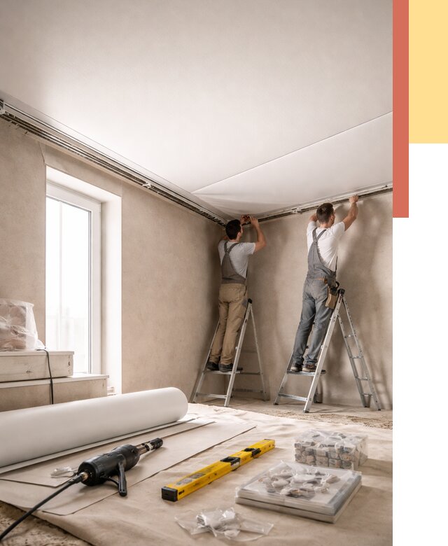 Монтаж натяжного потолка в спальне в Бийске от 3947 руб. под ключ | ОТДЕЛОЧНИК-Бск