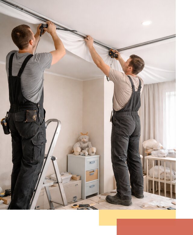 Монтаж натяжного потолка в детской комнате в Бийске