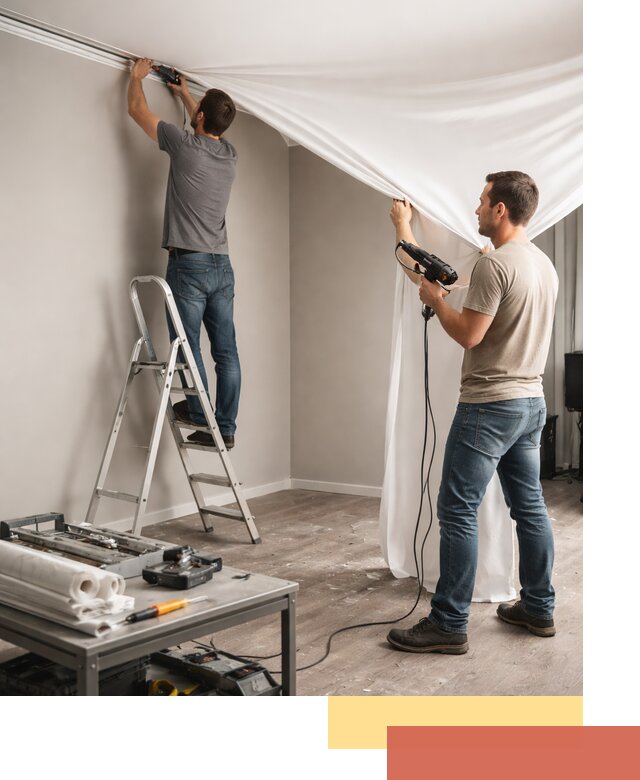 Монтаж натяжного потолка в студии в Бийске