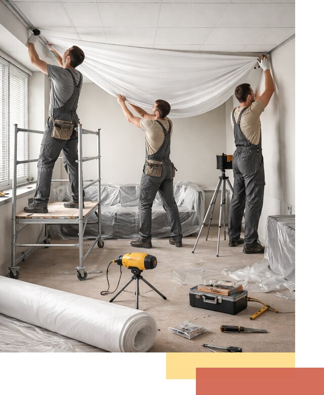 Монтаж натяжного потолка в офисе в Бийске