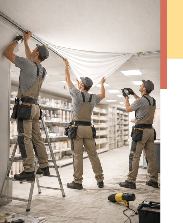 Монтаж натяжного потолка в магазине в Бийске от 4674 руб. быстро и недорого | ОТДЕЛОЧНИК-Бск