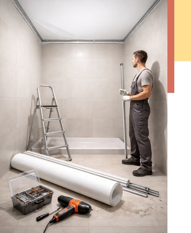 Монтаж натяжного потолка в санузле в Бийске от 1922 руб. — ОТДЕЛОЧНИК-Бск