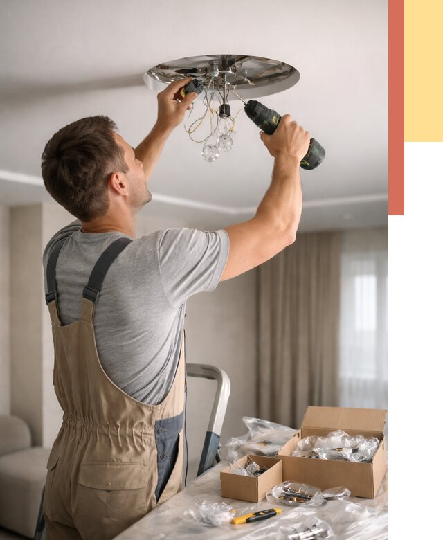 Установка люстры в натяжной потолок в Бийске от 1246 руб. | Быстро и недорого — ОТДЕЛОЧНИК-Бск