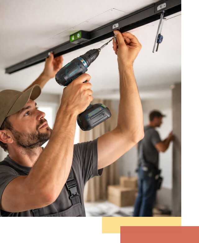 Установка трековых светильников в натяжной потолок в Бийске