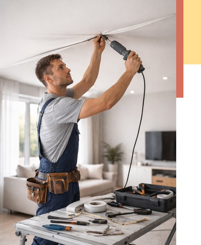 Ремонт натяжных потолков в Бийске от 9868 руб. под ключ — ОТДЕЛОЧНИК-Бск