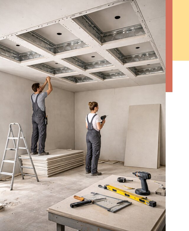 Кессонный потолок из гипсокартона в Бийске от 1922 руб. — монтаж и под ключ | ОТДЕЛОЧНИК-Бск