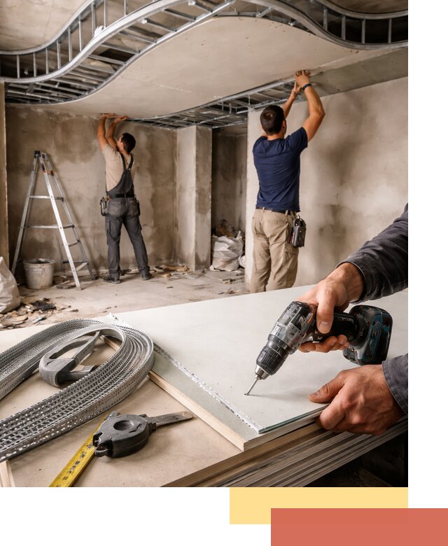 Криволинейный потолок из гипсокартона в Бийске — монтаж и отделка