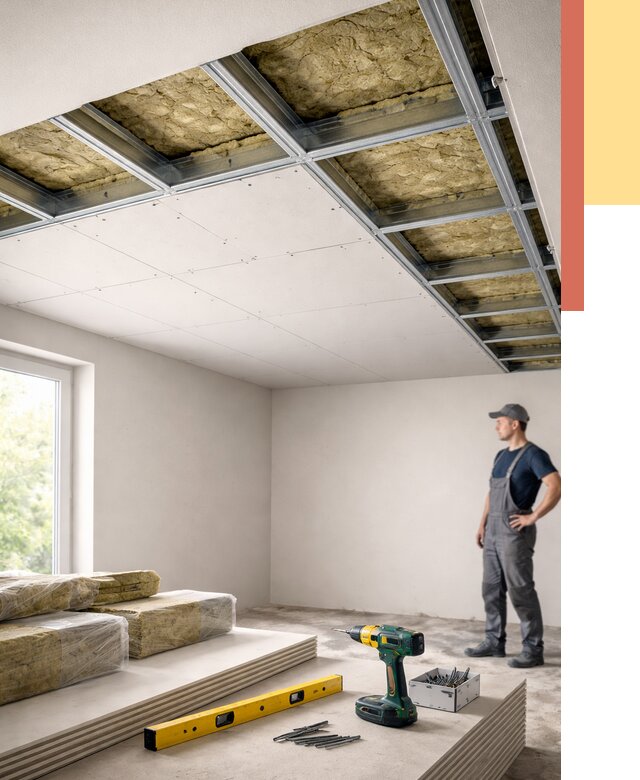 Звукоизоляция потолка ГКЛ в Бийске от 987 руб. — монтаж под ключ | ОТДЕЛОЧНИК-Бск