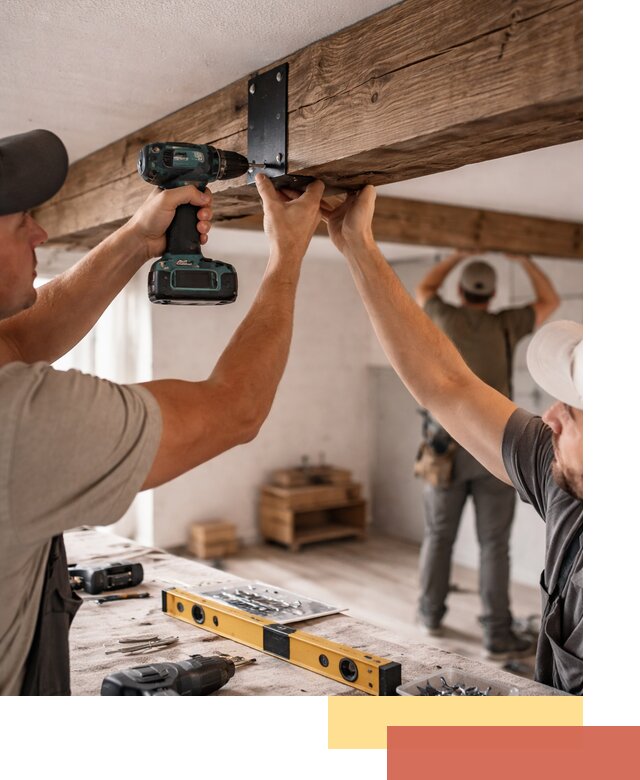 Монтаж декоративных потолочных балок в Бийске